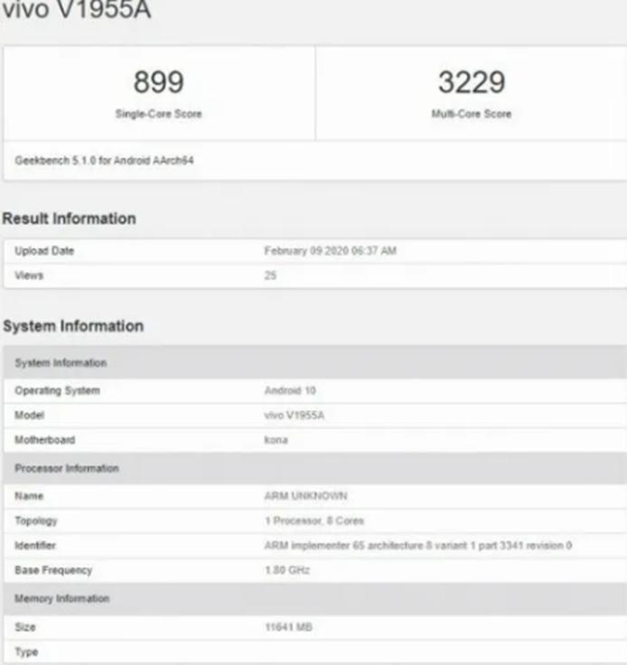 Geekbench列表显示iQOO 3配备12GB RAM和Android 10 